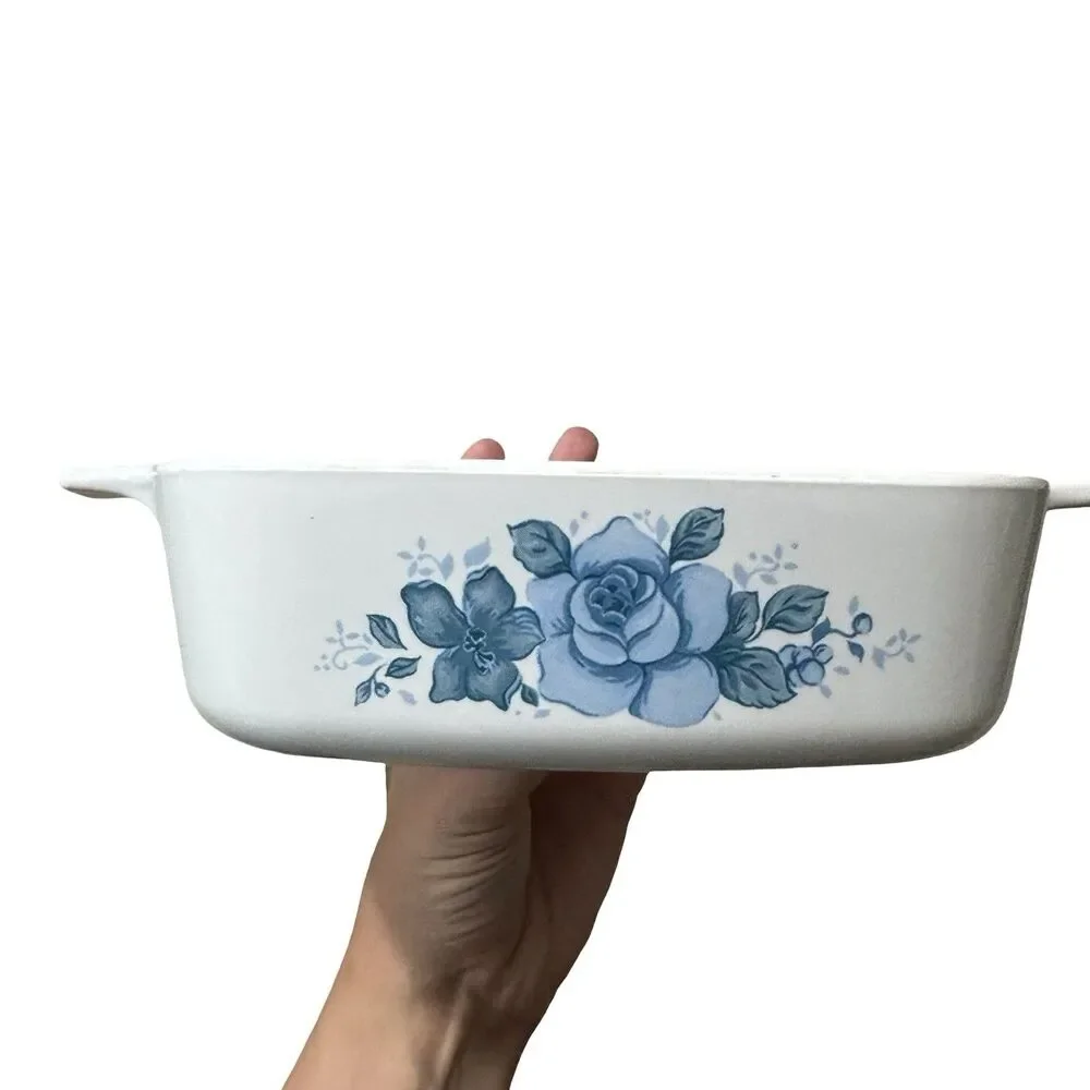 Vintage Corning Ware Blue Velvet Rose A-1-B 1 Qt Casserole Dish No Lid USA